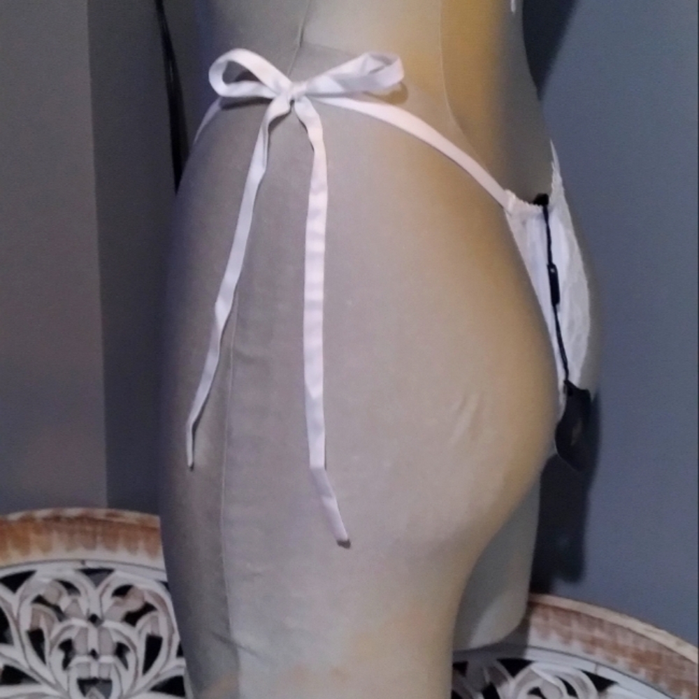 Leonie Ladies white,silk with lace panties ties on sides for almost any size.